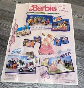 Póster de muñeca Barbie 1991 folleto publicitario moda y divertido libro de recortes - Imagen 1 de 9