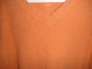 Nice PENDLETON COTTON Knit Orange Pullover Top V-Neck Shirt Sweater Winter Warm - Picture 1 of 3
