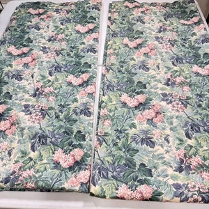 vintage laura ashley curtain panel pair green floral blend 41x86 usa ashbourne - Picture 1 of 19