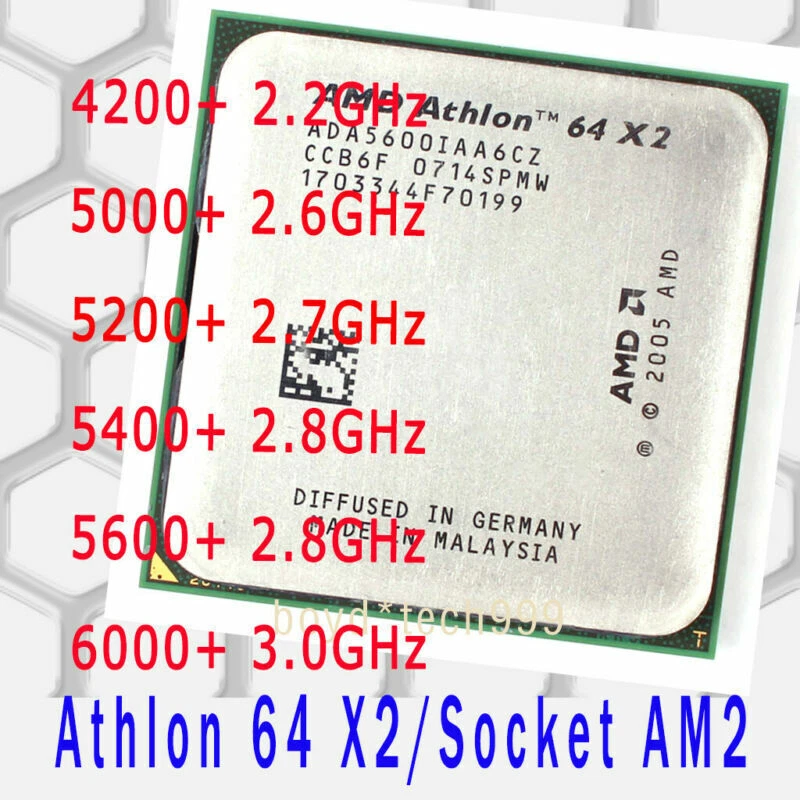 AMD Athlon 64 X2 4200+ 5000+ 5200+ 5400+ 5600+ 6000+ Socket AM2 CPU Processor - Photo 1/1