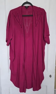 Torrid Women's Open Front Fuchsia Pink Swimsuit Cover Up High Side Slits Size ML - Picture 1 of 11