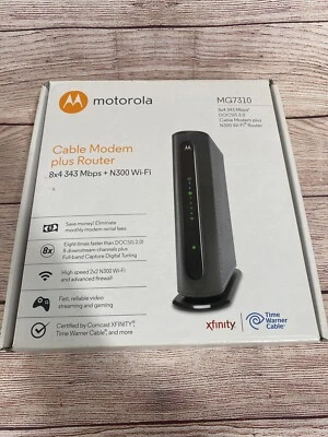 Motorola MG7310 343Mbps DOCSIS 3.0 Cable Modem plus N300 Wi-Fi Router  - Image 1 of 4