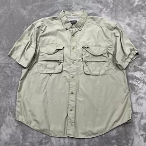 Woolrich Shirt Mens XL Green Gray Short Sleeve Button Down Vented Pocket Outdoor - Picture 1 of 9
