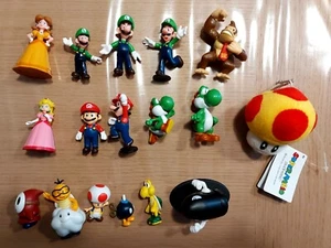 LOTTO SUPER MARIO BROS GASHAPON (16 pcs +1 peluche) LUIGI DONKEY KONG YOSHI TOAD - Imagen 1 de 1