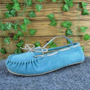 Mocassino donna Minnetonka blu scamosciato taglia 7 medio usato delicatamente 2025 - Foto 1 di 6