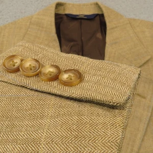 Brooks Brothers Jacket Men 40s Silk Wool Linen Herringbone Blazer Sport Coat 346 - Picture 1 of 18