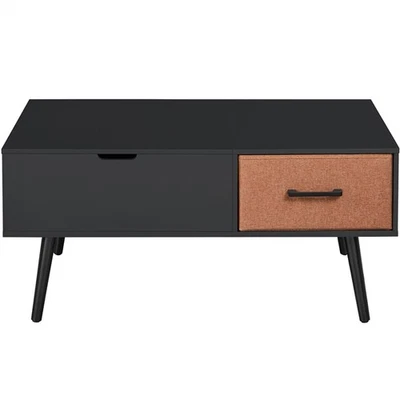 Table Basse à Plateau Relevable Rangement avec Tiroir en Tissu Pliable - Photo 1/4