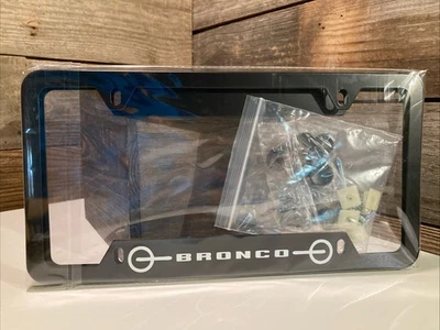 2- Black License Plate Frame Tag Frame for Bronco W/ Hardware - Image 1 of 4