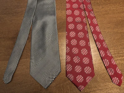 Corbata de seda Bullock & Jones para hombre clásica patrón óptico geométrico lote de 2 Foto 1 de 4