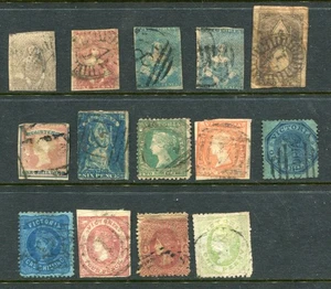 VICTORIA Australian States Old Perf & Imperf Used Lot to 2s 14 Stamps - Picture 1 of 2