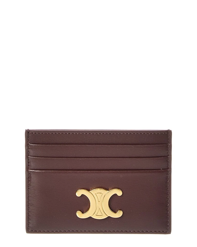 Tarjetero Celine Triomphe de cuero marrón para mujer Foto 1 de 3