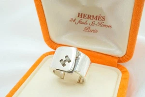 HERMES #49 Candy Ring H Logo Cut-Off Design breit SV925 Silber 2848j - Bild 1 von 10