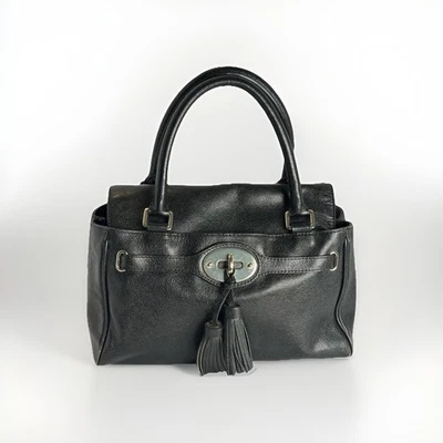 Talbots Black Leather Tassel 2 Ways Satchel Shoulder Bag Purse Gold Hardware EUC - Image 1 of 4