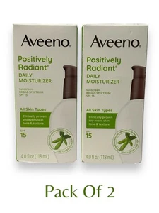Aveeno Positively Radiant Daily Face Moisturizer with SPF 15, 4 oz (Pack of 2) - Picture 1 of 3