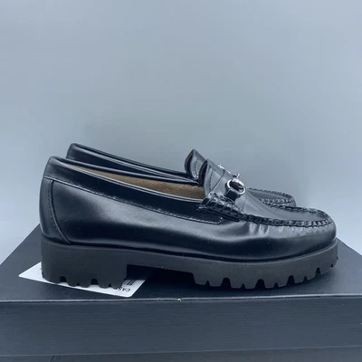 GH Bass Weejuns Lianna Bit Super Lug Loafers Women 7 Black Leather Boho NWB - Image 1 of 4