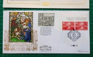 2010 Festival of Stamps 2 x 1st Double Head KGV + Reprint PUC £1 Benham Gold - Picture 1 of 3
