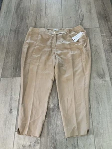 CALVIN KLEIN Pantalone alla caviglia in lino beige-vita 46”-lunghezza 28,5”-taglia 20W-orig $109 NUOVO - Foto 1 di 11