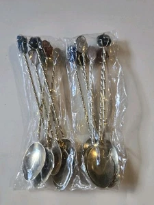 DEMITASSE Spoon Set Natural Gem Stone Twisted BRAZIL Bar Set/12 #5 - Picture 1 of 3