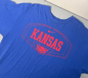 Nike University of Kansas Jayhawks Blue Basketball T-Shirt Size L - Picture 1 of 6