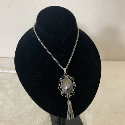 "Collar largo vintage con flecos de hematita Whiting & Davis 22""" Foto 1 de 4