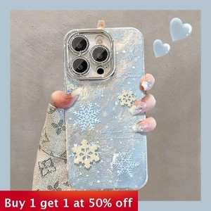 Für iPhone 17 Air 17 Pro Max 16 15 14 13 12 11 XR XS Handyhülle Schneeflocke Cover - Bild 1 von 11