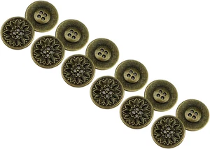 12 PCS Flower Pattern Flat Metal Buttons 4-Hole Craft for DIYS Sewing Embellishm - Picture 1 of 1