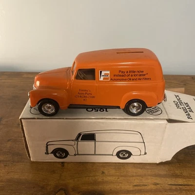 ERTL Fram Orange 1950 Panel Truck Bank With Key Die Cast *New* #2182 - Image 1 of 4