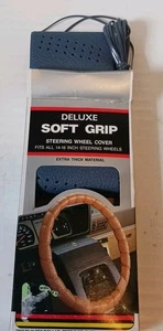 Deluxe Soft Grip Blue/GRAY  14-16" Steering Wheel Cover EXTRA THICK Material NEW - Foto 1 di 6
