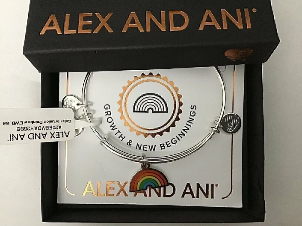 Alex and Ani Shiny Silver Rainbow Expandable Wire Bracelet A20EBVDAY25SS