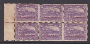 1912 LANDSCAPES 1d HOBART SURCHARGE TASMANIA STATE PRE-DECIMAL STAMPS MINT#21 - Picture 1 of 2