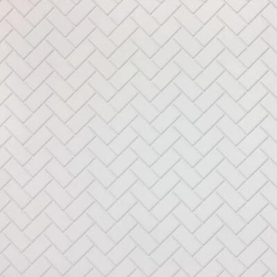 MINIATURE DOLLHOUSE 1:12  EMBOSSED WHITE HERRINGBONE METRO/SUBWAY TILE - DIY792A - Image 1 of 2