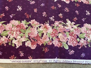 Vintage Garden Hoffman International Fabrics purple 1 yd - Picture 1 of 3