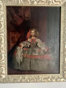 Antique Velázquez copy Painting Infanta Margarita Teresa in a Pink Dress Spanish - Picture 1 of 9