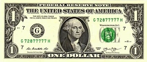 $1 2013 Fancy Serial  Uncirulated CU  G72877777H    6/8!!!!! - Picture 1 of 1