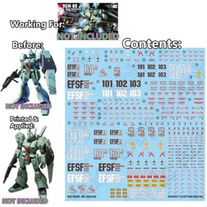  Für HG 1/144 Scale RGM-89 Jegan UC Wasserrutsche UV Licht reaktive Details Aufkleber - Bild 1 von 12