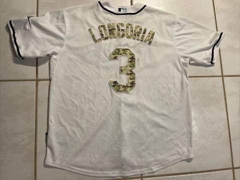 MAJESTIC Tampa Bay Rays Evan Longoria #3 Jersey White Camo Memorial Day SIZE 54 Cover