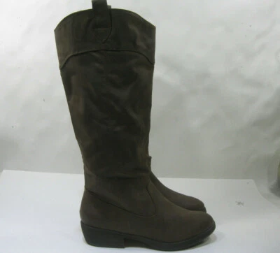 NUEVAS Botas hasta la rodilla de vaquero punta redonda tacón 1" marrón casa de muñecas para mujer talla 7,5  Foto 1 de 4