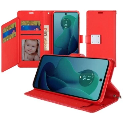Funda para teléfono Google Pixel 9A magnética de metal billetera a presión abatible ranuras para tarjetas cubierta Foto 1 de 4