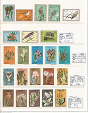 C) Francobolli Ghana tematica animali fiori uccelli piante natura MNH **
