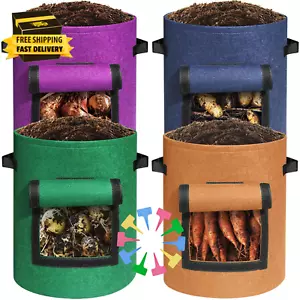 400G Thickest 4-Pack 10 Gallon Multi-Colored Potato Growing Bags, Potato Grow Ba - Picture 1 of 7