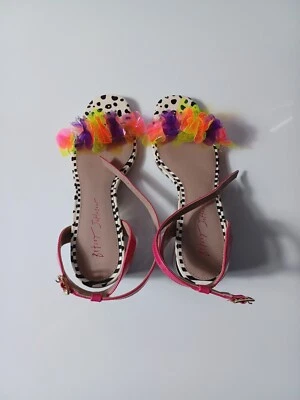 Betsy Johnson Y2K 多色花卉黑白猎豹粗跟女式 6.5 — 第 1/4 张图片