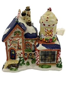 Finestra vetro foresta incantata ceramica illuminata fabbrica caramelle natalizie vintage - Foto 1 di 12