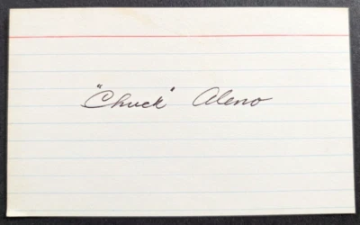 Chuck Aleno - 1941 Debut Autographed 3x5 Index Card - Cincinnati Reds D. 2003 - Image 1 of 2