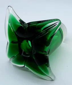 Handcrafted Heavy Blown Green Art Glass Hanging Flower Bud Vase - Picture 1 of 12