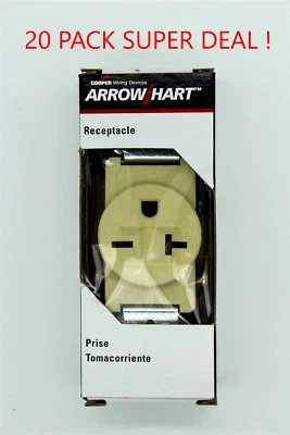 250V Receptáculo Único 20A Marfil 20 PACK Cooper/Eaton 1876V-CAJA Foto 1 de 4