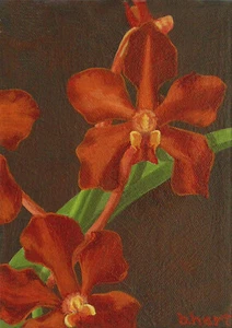 Orange Orchid Giclee Print-Artwork For A Small Space-Floral Still Life-Flower - Picture 1 of 4
