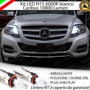 KIT LED H15 CANBUS LUCI DIURNE DRL + ABBAGLIANTI 6000K MERCEDES GLK 10800 LUMEN - Foto 1 di 6