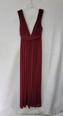 Vestido Windsor Mujer S Vino Doble V Transparente Doble Frontal Abertura Elastizado Boda Baile de graduación Foto 1 de 4