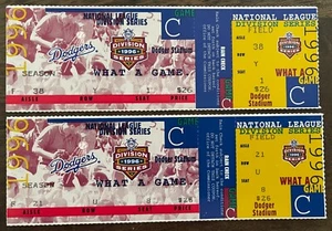 (2) 1996 NLDS Los Angeles DODGERS vs Atlanta BRAVES MLB Baseball TICKETS Spiel C - Bild 1 von 2