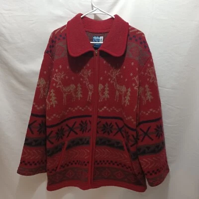 Venezia Jeans Suéter Navidad Invierno Rojo Cremallera Completa 100% Lana Mujer 14/16 XL Foto 1 de 4